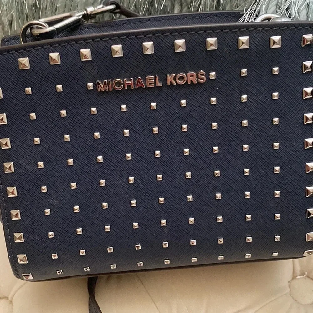 Michael Kors Navy Studded Crossbody Shoulder Bag